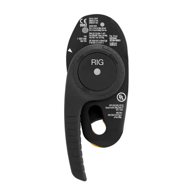 Przyrząd zjazdowy Petzl RIG model 2026 w kolorze żółtym